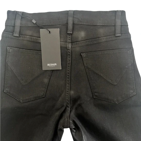 Hudson Barbara High Rise Super Skinny Ankle Jeans 25 Raven Coated Black NWT - Picture 6 of 6